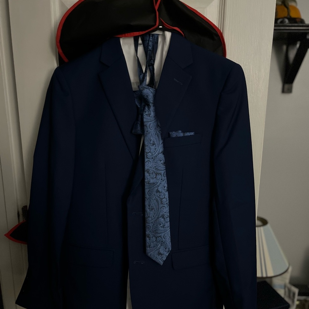 Boy’s Navy Suit with Blue Paisley Tie